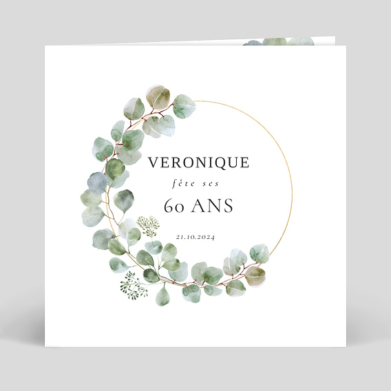 Invitation anniversaire Couronne Eucalyptus Chic