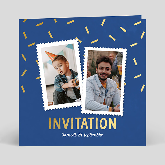 Invitation anniversaire Paillettes Plats