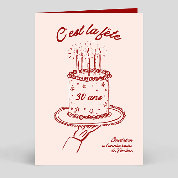 Invitation anniversaire Gâteau dessiné