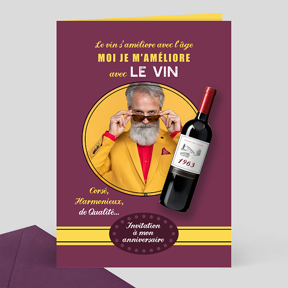 Invitation Anniversaire Vin Graphique Popcarte