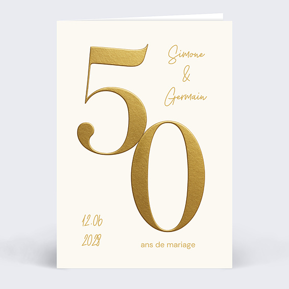 Invitation anniversaire mariage 50 années d'amour