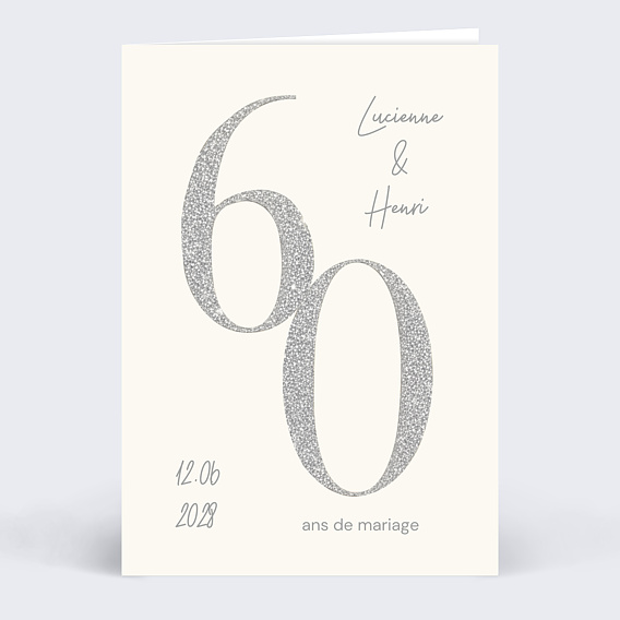 Invitation anniversaire mariage 60 années d'amour