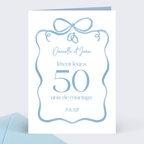 Invitation anniversaire mariage Alliances et Ruban