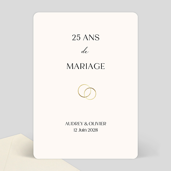 Invitation anniversaire mariage Alliances Minimalistes