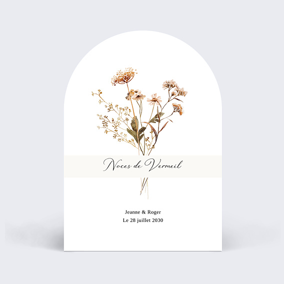 Invitation anniversaire mariage Bouquet de fleurs