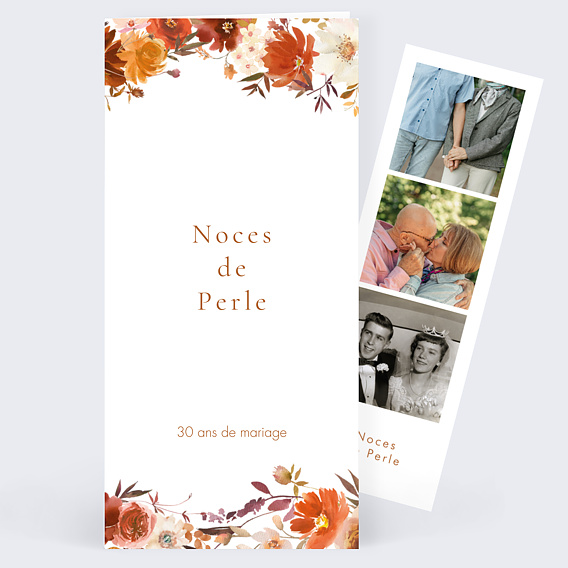 Invitation anniversaire mariage Bouquet Parfumé décomposé