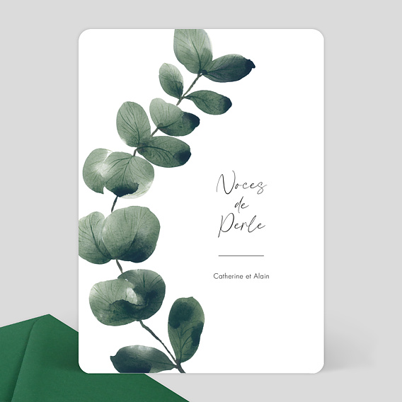 Invitation anniversaire mariage Branche d'Eucalyptus