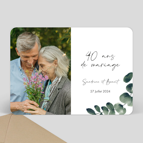 Invitation anniversaire mariage Branche d’Eucalyptus