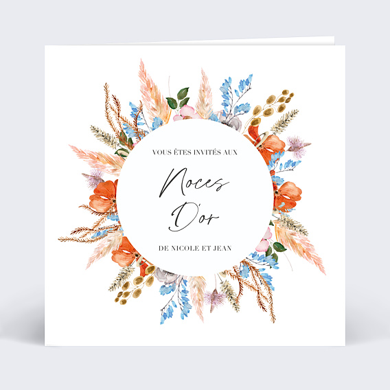 Invitation anniversaire mariage Éveil des fleurs