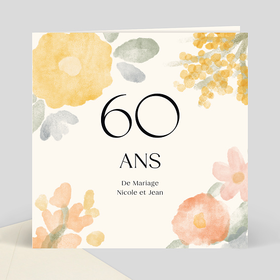 Invitation anniversaire mariage Jardin Aquarelle