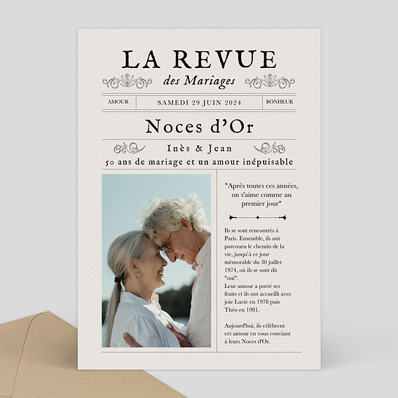 Invitation anniversaire mariage Journal