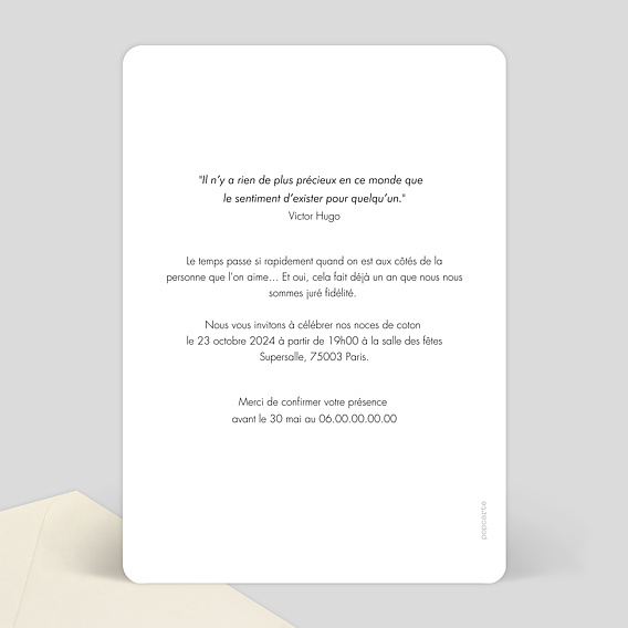 Invitation Anniversaire de Mariage Alliances - Popcarte