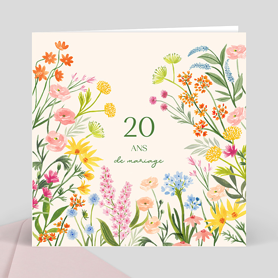 Invitation anniversaire mariage Jardin Romantique