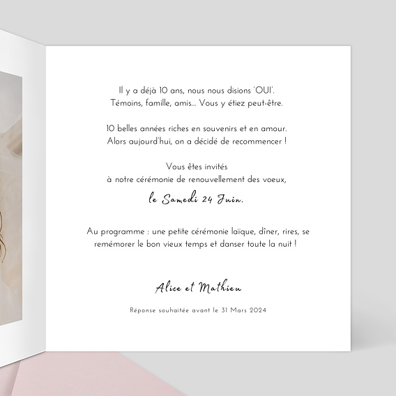 Invitation Anniversaire de Mariage Cœur en Photos - Popcarte