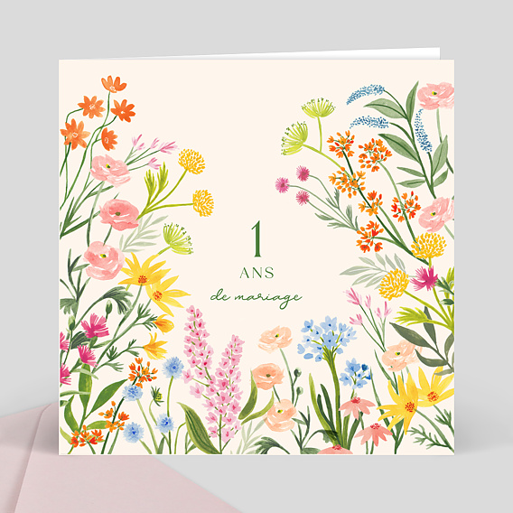 Invitation anniversaire mariage Jardin Romantique