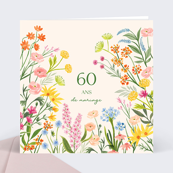 Invitation anniversaire mariage Jardin Romantique