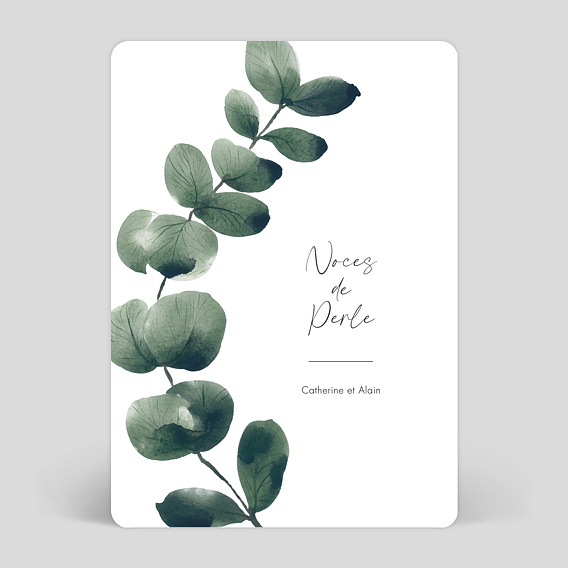 Invitation anniversaire mariage Branche d'Eucalyptus