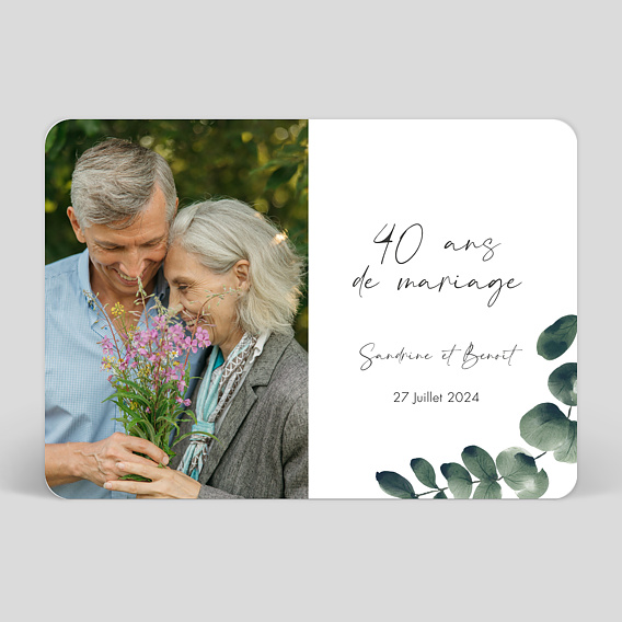 Invitation anniversaire mariage Branche d’Eucalyptus