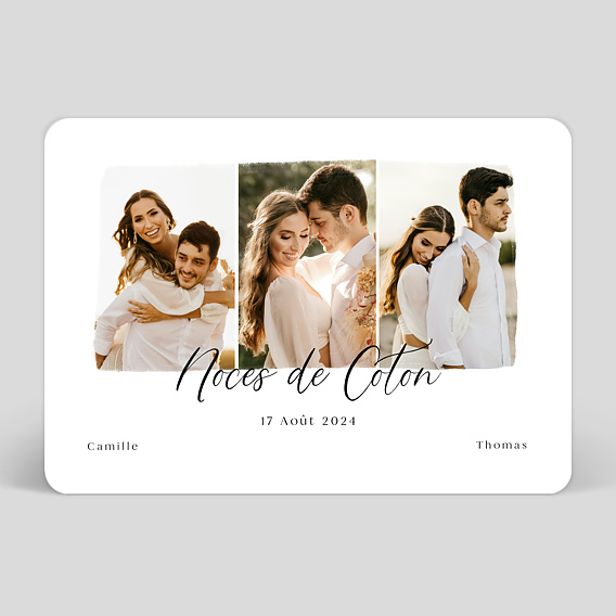 Invitation anniversaire mariage Triptyque Romantique