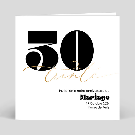 Invitation anniversaire mariage 30 ans Moderne