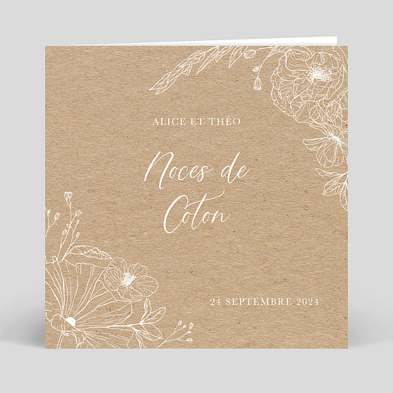 Invitation anniversaire mariage Gravure Kraft