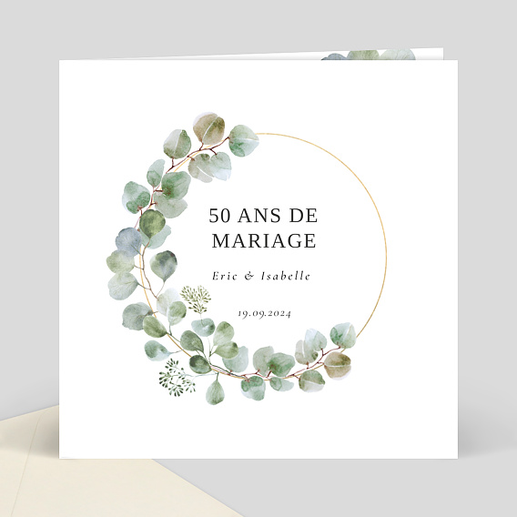 Invitation anniversaire mariage Couronne Ocre Eucalyptus