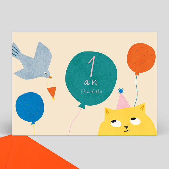 Lot de 8 cartes d'Invitation Anniversaire Enfant - Mixte - Animaux - Renard  en Aquarelle