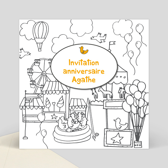 Invitation Anniversaire Coloriage Fete Foraine Popcarte