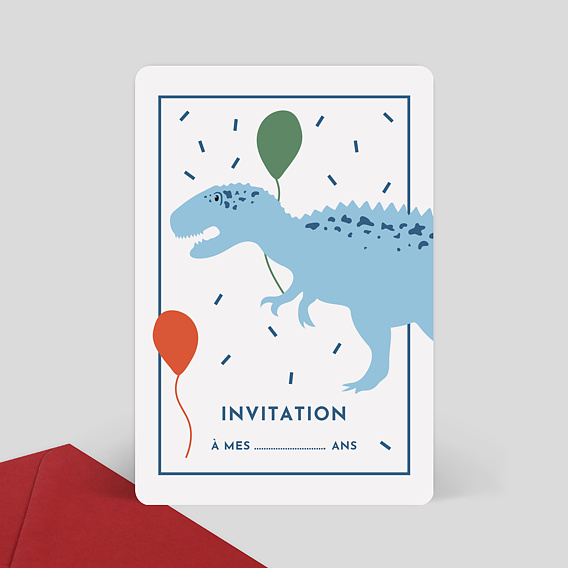 Carte D Invitation Anniversaire Dinosaure Et Ballons