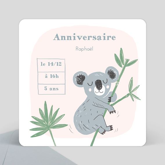 Carte d'invitation anniversaire enfant animaux de la jungle - Fête