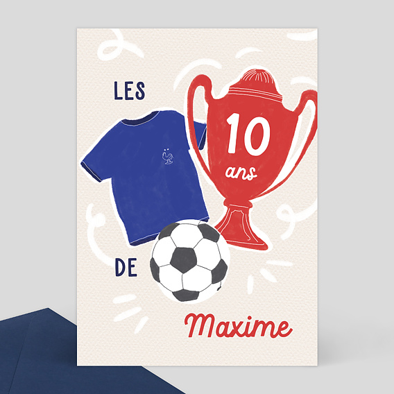 Carte Invitation Anniversaire Football Enfant Sport à imprimer (carte 3090)