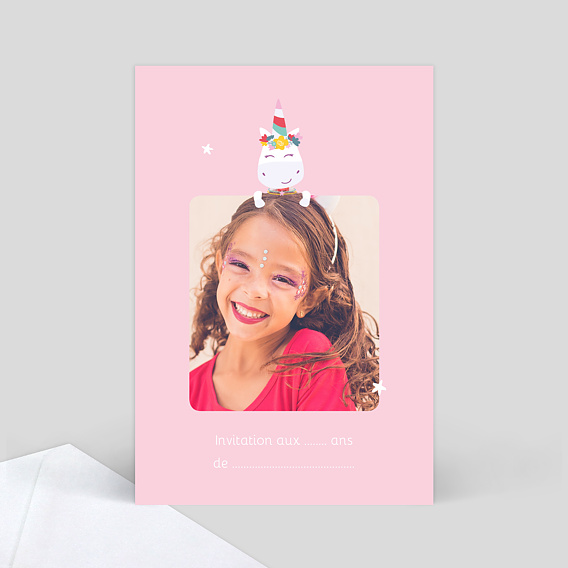 Invitation Anniversaire Licorne Arc En Ciel Photo Popcarte