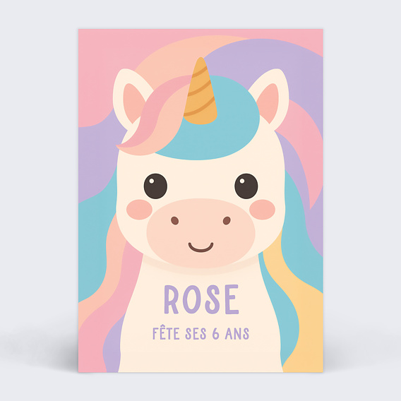 Invitation anniversaire enfant Licorne féérique