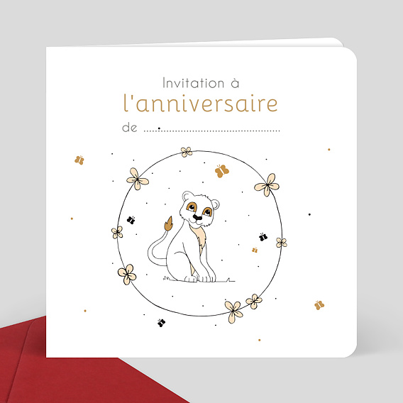 Invitation Anniversaire Enfant Lionceau Popcarte