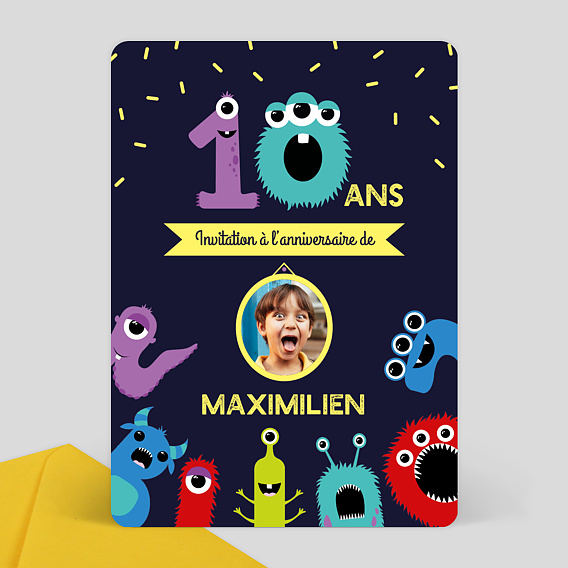 Carte D Invitation Anniversaire Enfant Monstre Popcarte