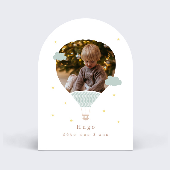 Invitation anniversaire enfant Rêve de montgolfière