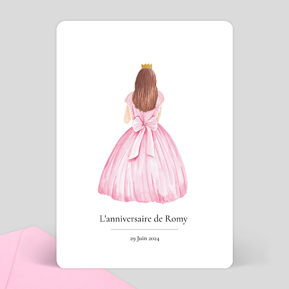 Invitation Anniversaire Enfant Robe princesse rose