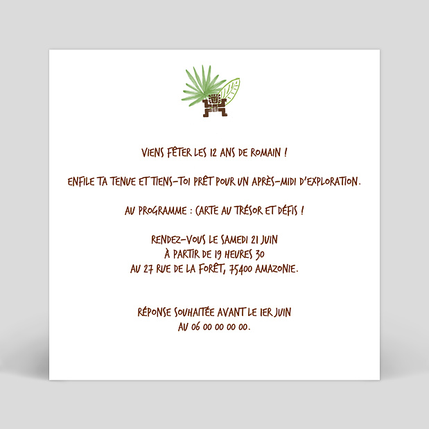 Invitation Anniversaire Aventure Popcarte