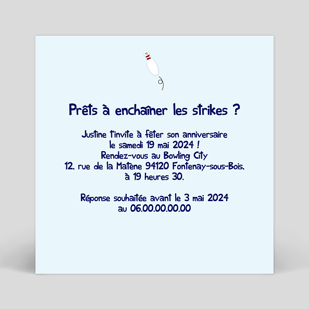 Invitation Anniversaire Bowling Popcarte