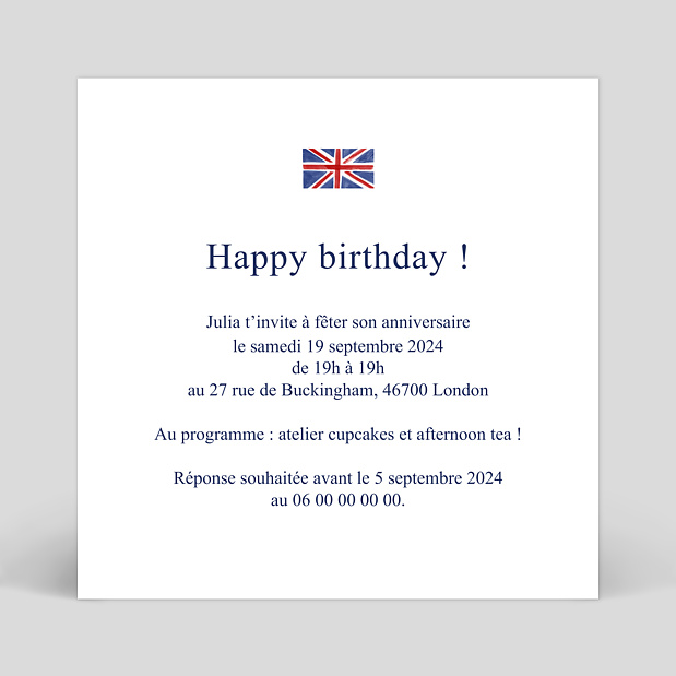 Invitation Anniversaire London Popcarte