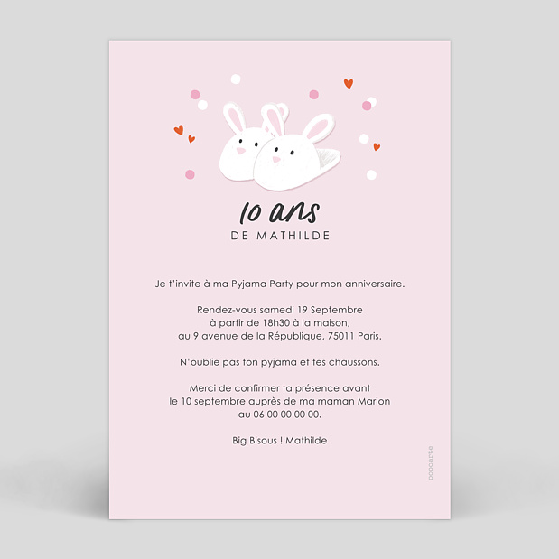 Invitation Anniversaire Soiree Pyjama Popcarte