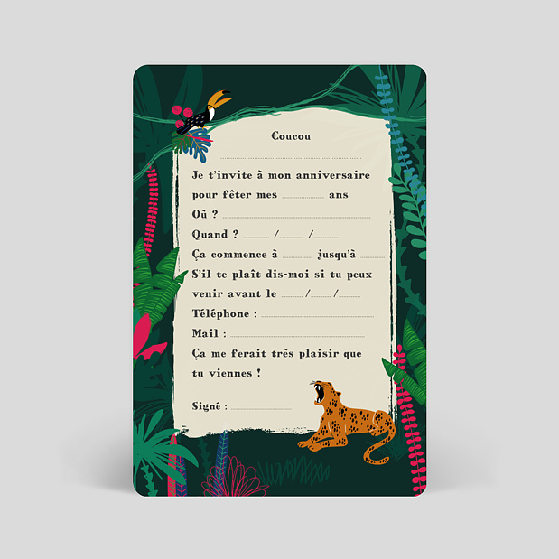 Invitation Anniversaire Jungle Tropicale Popcarte