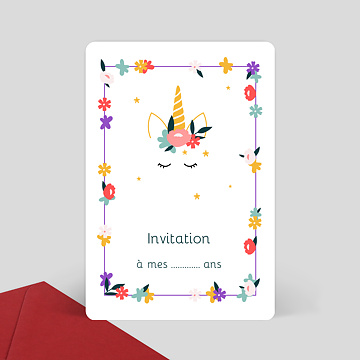 Carte invitation anniversaire Licorne - 2
