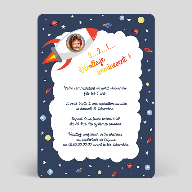 Carte D Invitation Anniversaire Fusee Popcarte