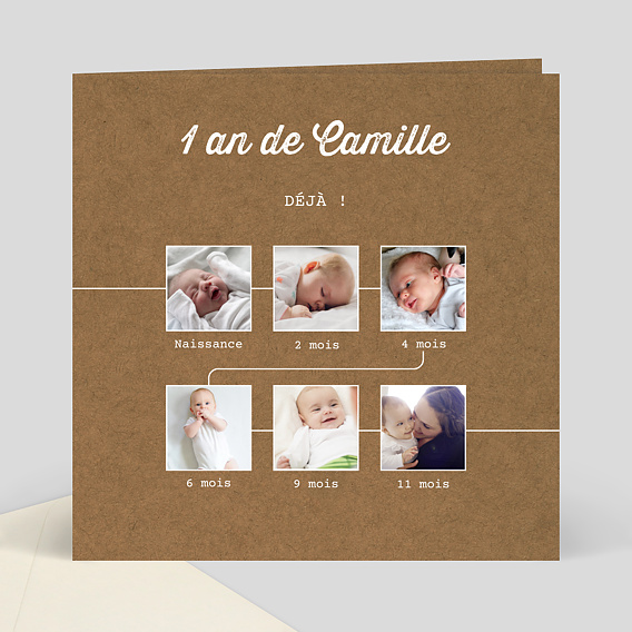 Invitation Anniversaire Timeline Kraft Popcarte