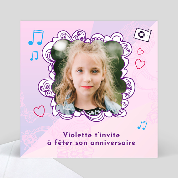 Invitation Anniversaire Violette Popcarte