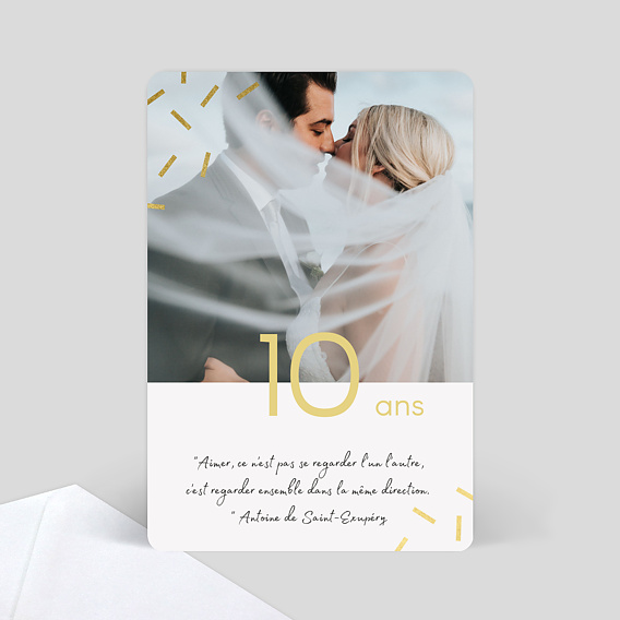 Invitation Anniversaire De Mariage 10 Ans Chic Popcarte