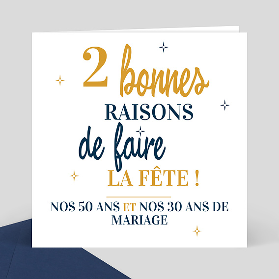 Carte Invitation Anniversaire De Mariage 2 En 1 Popcarte