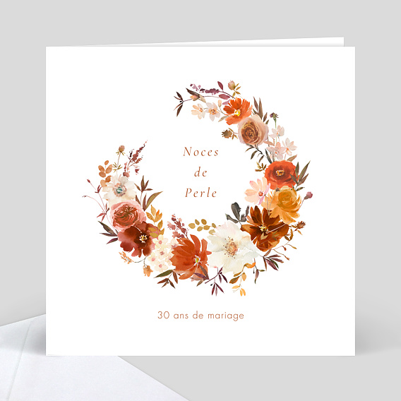 Carte Dinvitation Anniversaire De Mariage Ronde De Fleurs