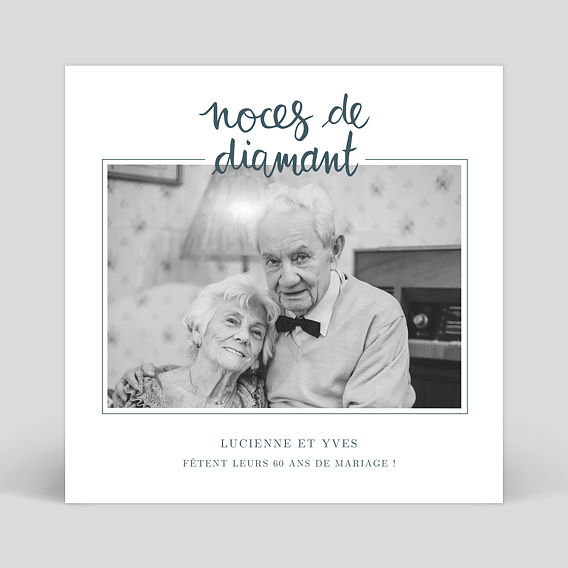 Invitation anniversaire mariage Typo Diamant